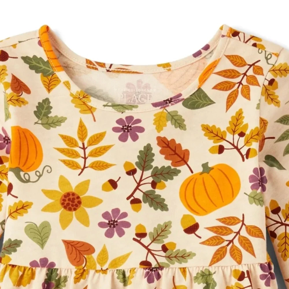 The Children’s Place Toddler Girls Fall Print Dress Size 5T NWT